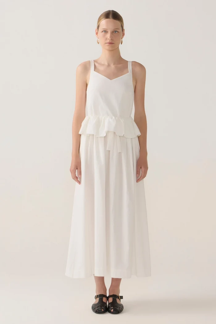 Valentina Dress | White Spotty Cotton
