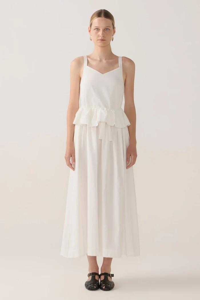 Valentina Dress | White Spotty Cotton