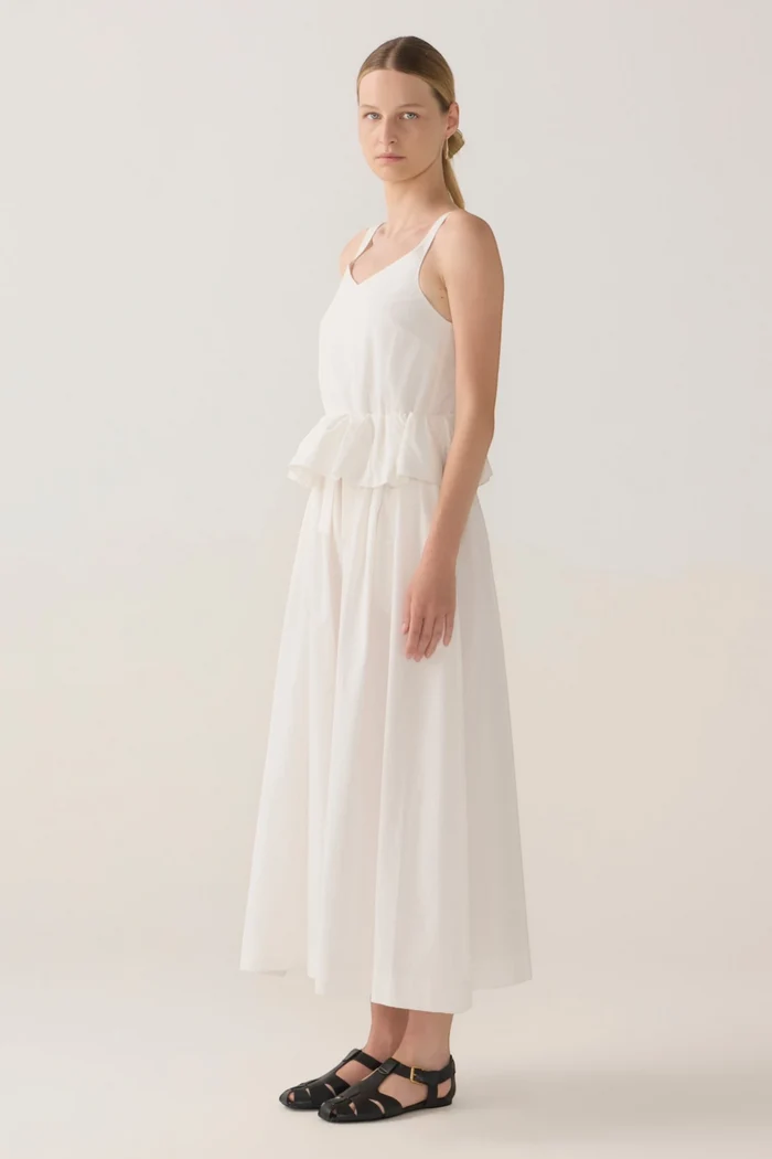 Valentina Dress | White Spotty Cotton