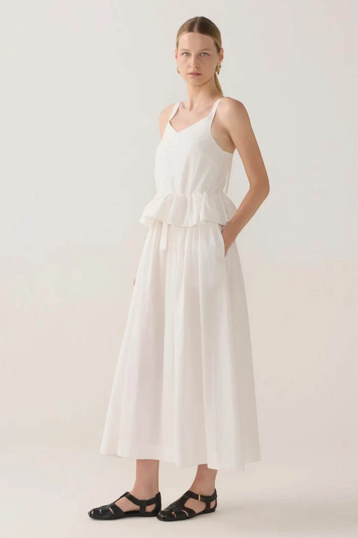 Valentina Dress | White Spotty Cotton