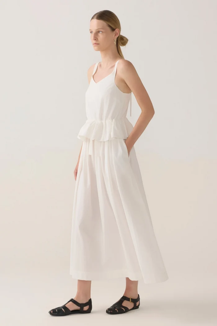 Valentina Dress | White Spotty Cotton