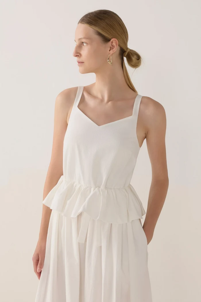 Valentina Dress | White Spotty Cotton