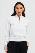 Walk in the Park Zip Sweat in White Marle