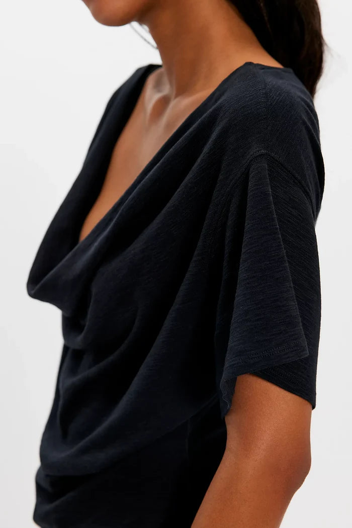 Waterfall Cowl-Neck Top | Black