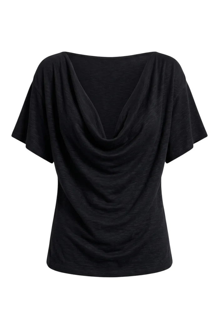 Waterfall Cowl-Neck Top | Black