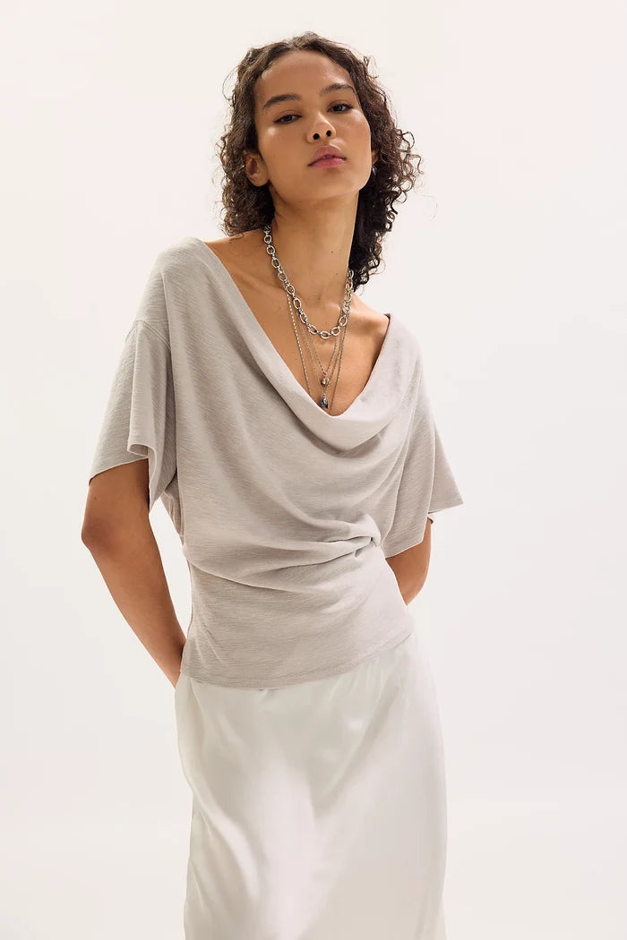 Waterfall Cowl-Neck Top | Chateau Grey