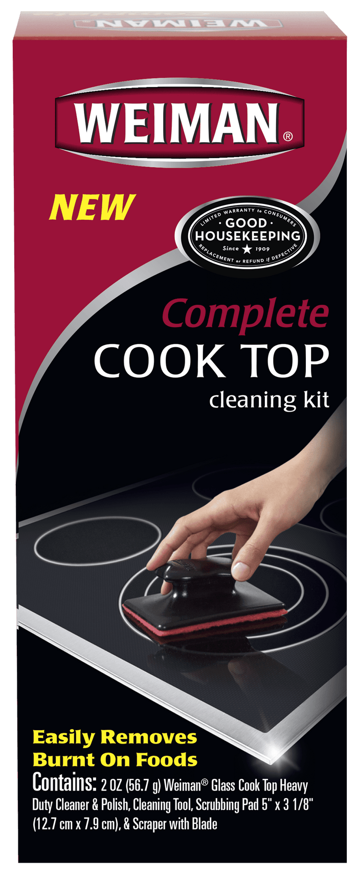 Weiman Complete Glass & Ceramic Cook Top Cleaning Kit - Includes Cream, Scrubbing Pad and Scraper