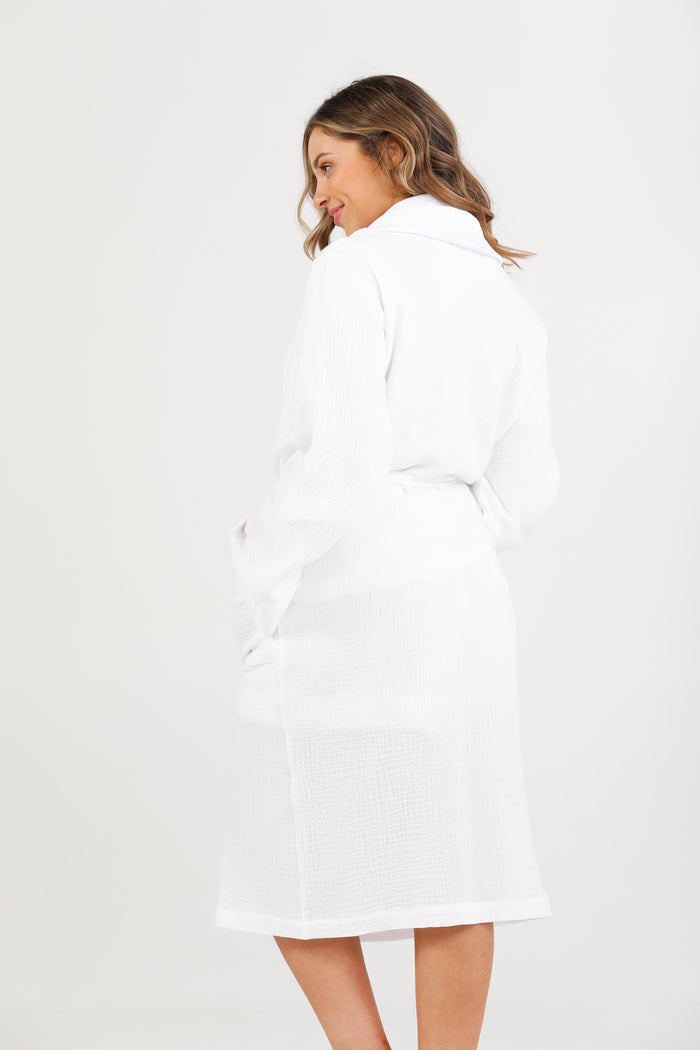 White Linen Viscose Robe
