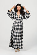 Wing and A Prayer Maxi Dress in Black + White Check