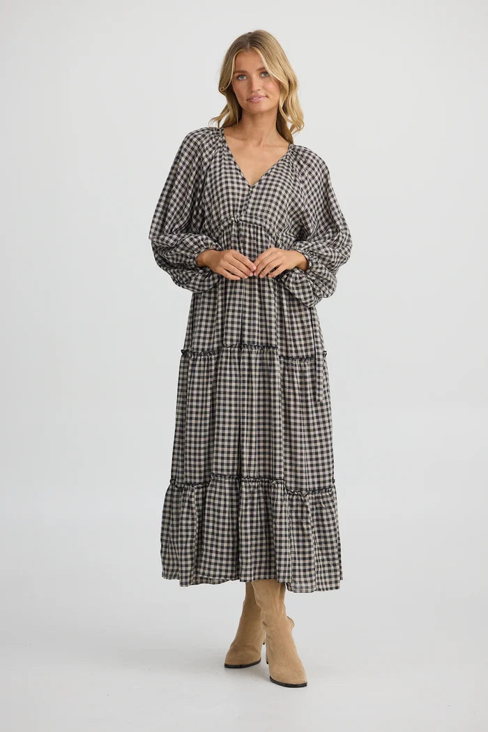 Wing and a Prayer Maxi Dress | Natural W Black Check