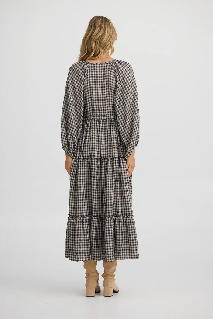 Wing and a Prayer Maxi Dress | Natural W Black Check
