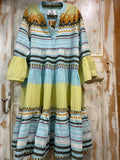 Zakar Midi Dress | Serifos Aqua/Lemon