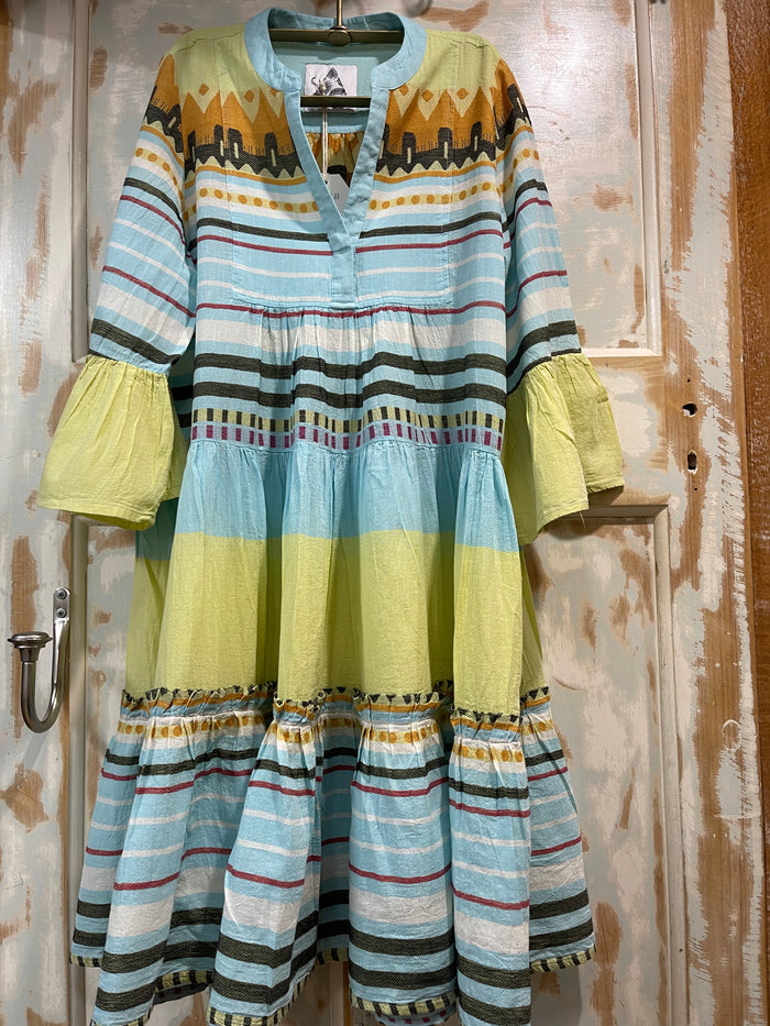 Zakar Midi Dress | Serifos Aqua/Lemon
