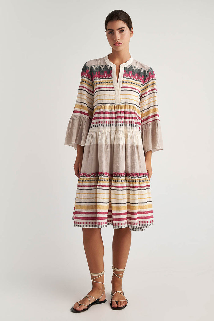 Zakar Midi Dress | Serifos Aqua/Lemon
