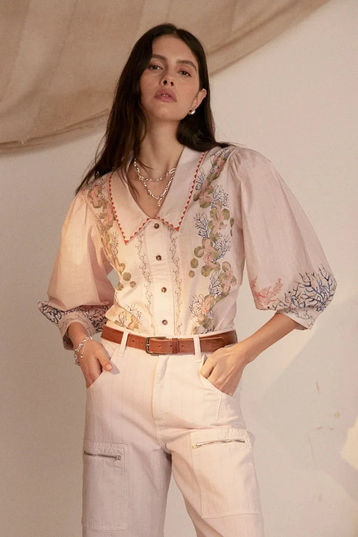 Zena Blouse | Indigo Coral