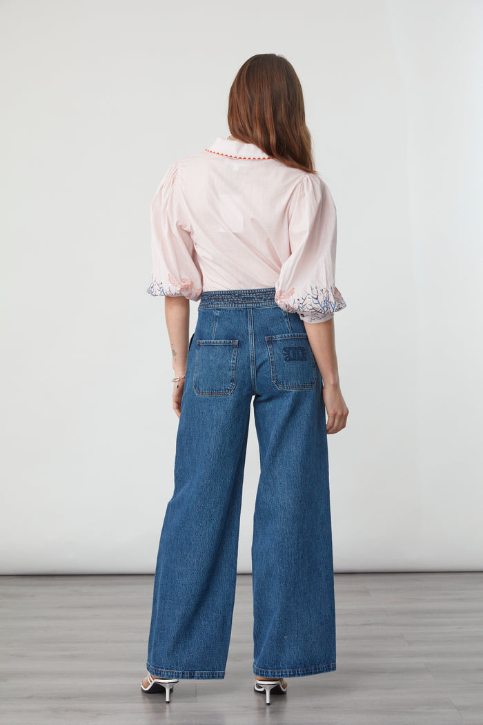 Zena Blouse | Indigo Coral