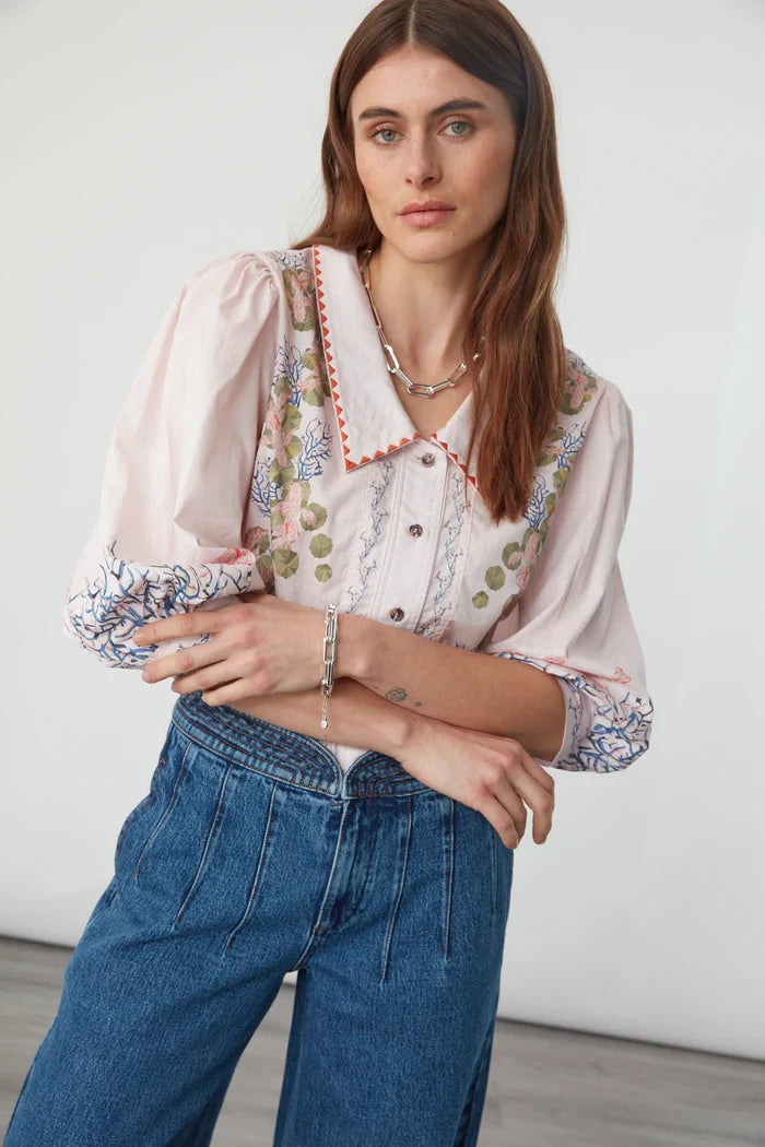 Zena Blouse | Indigo Coral