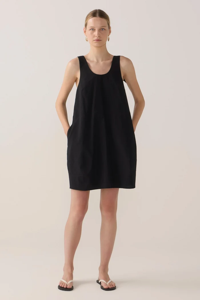 Zoey Dress | Black Spotty Cotton