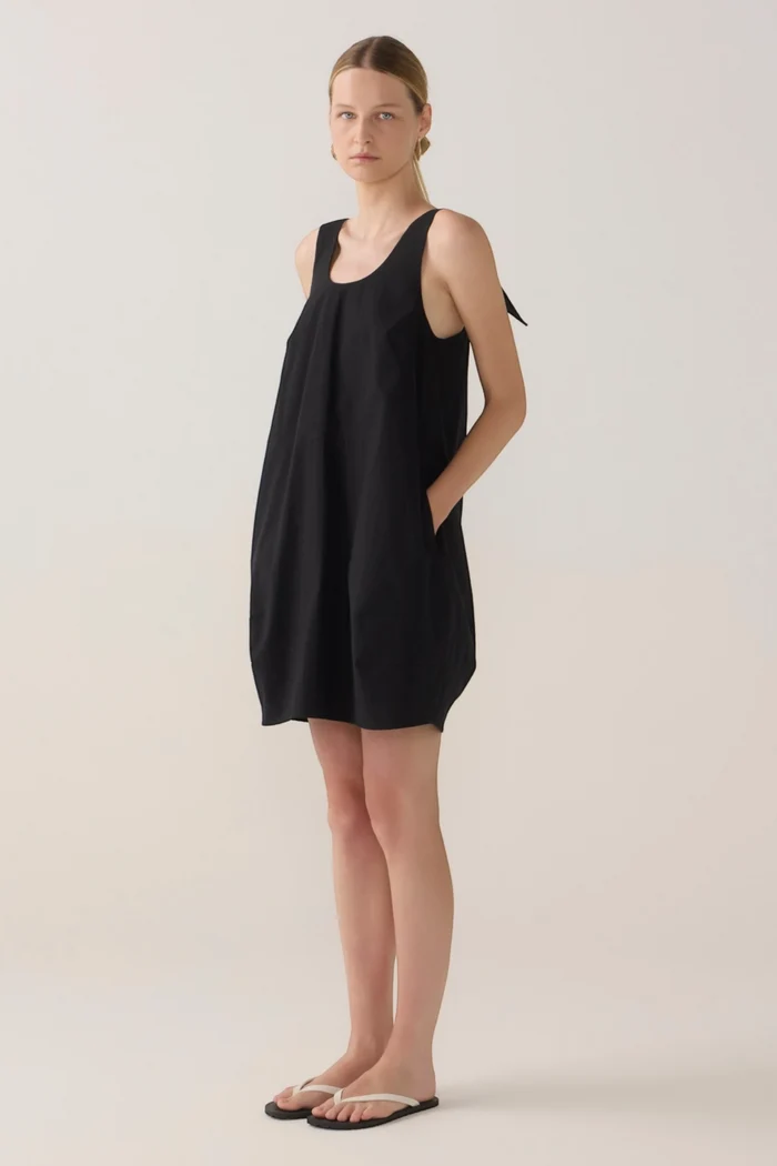 Zoey Dress | Black Spotty Cotton