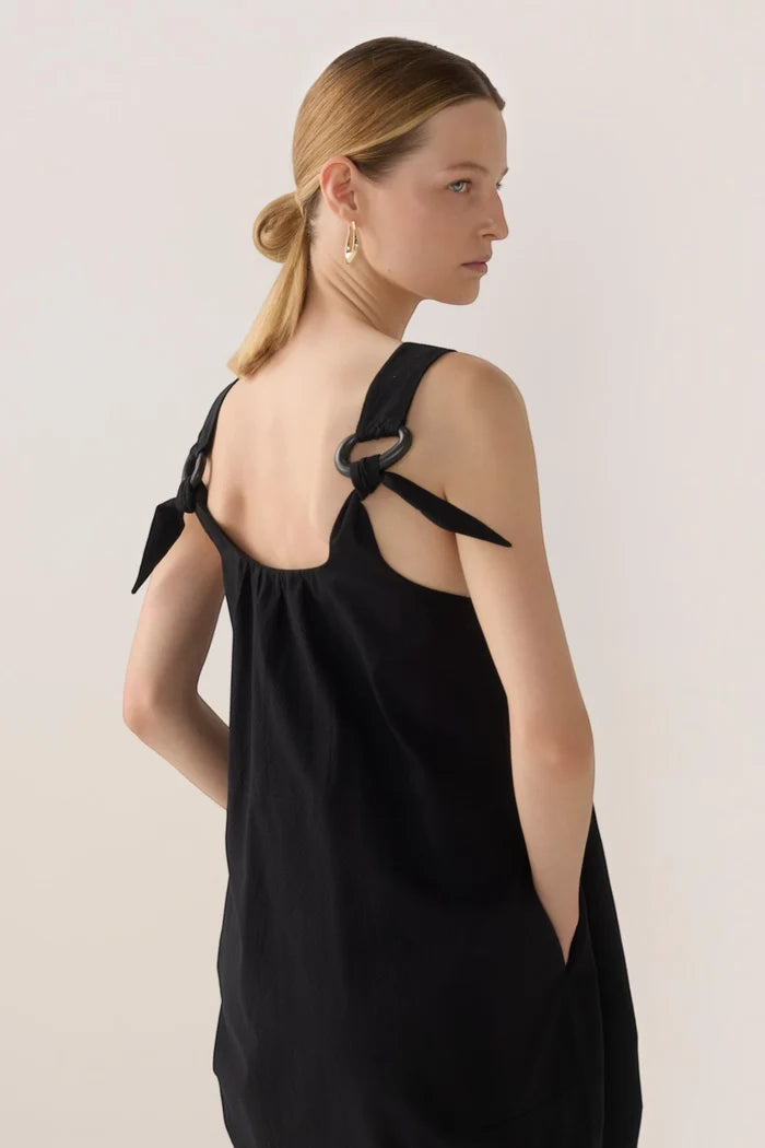 Zoey Dress | Black Spotty Cotton