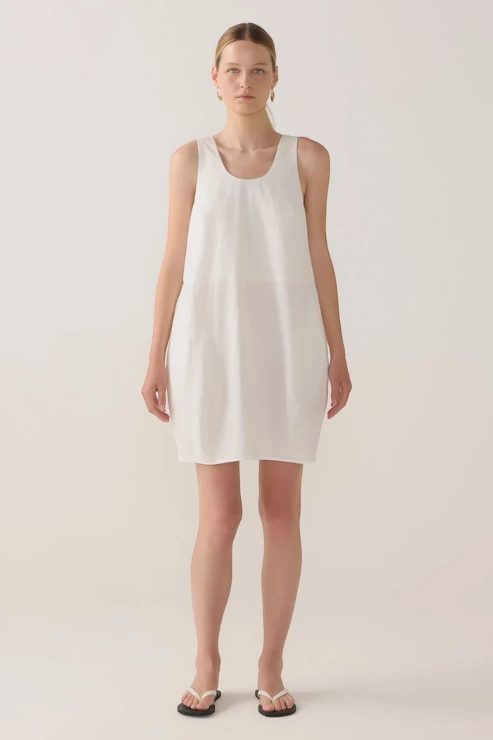 Zoey Dress | White Spotty Cotton