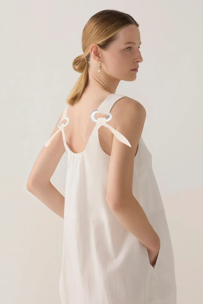Zoey Dress | White Spotty Cotton
