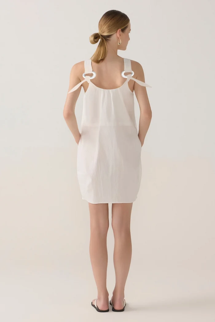Zoey Dress | White Spotty Cotton