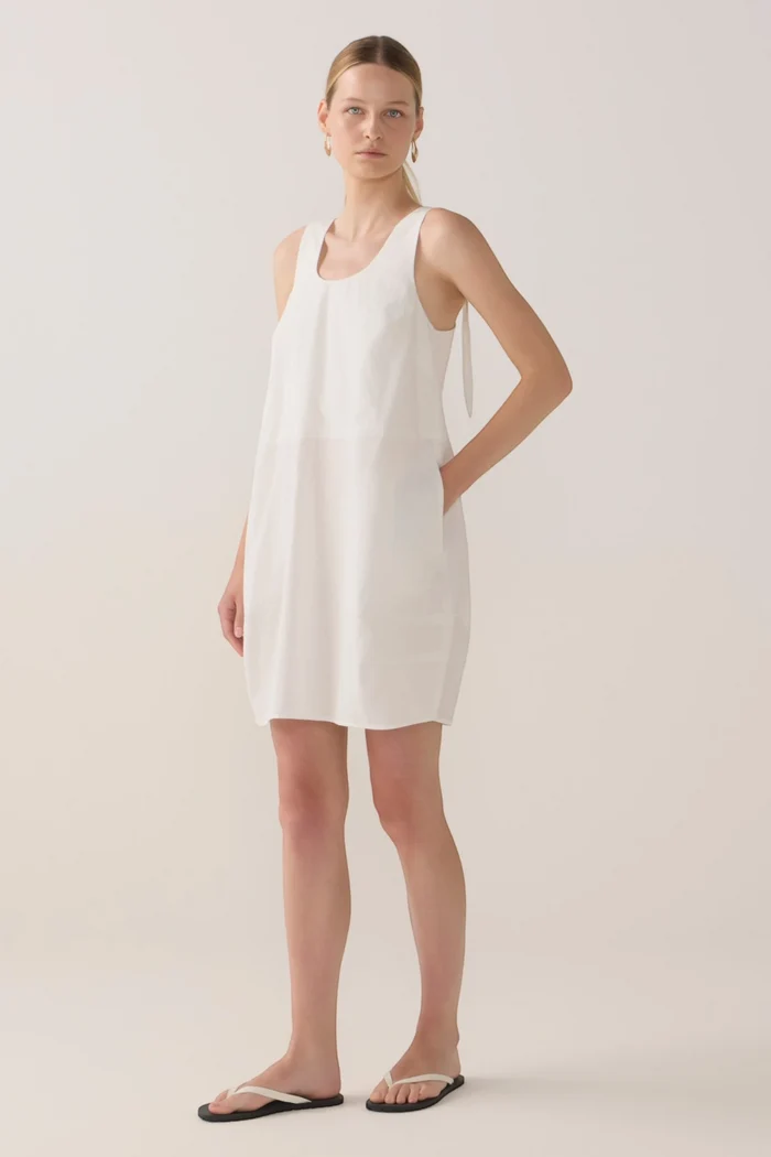 Zoey Dress | White Spotty Cotton