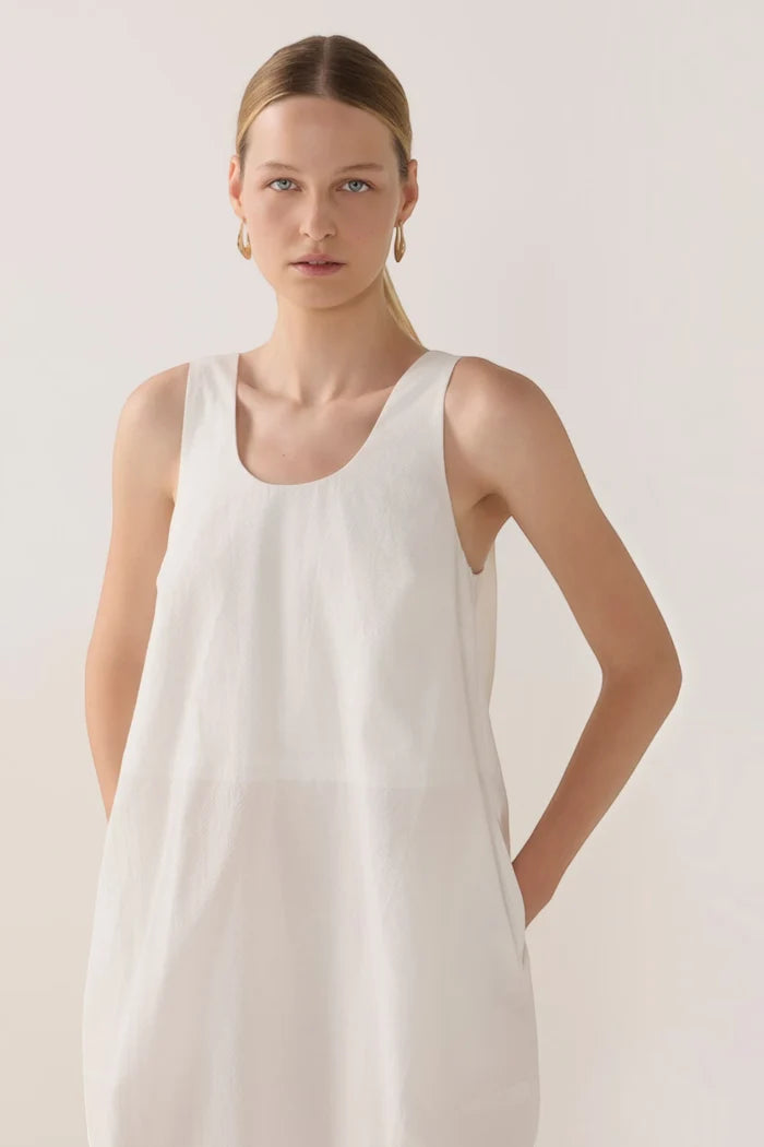 Zoey Dress | White Spotty Cotton
